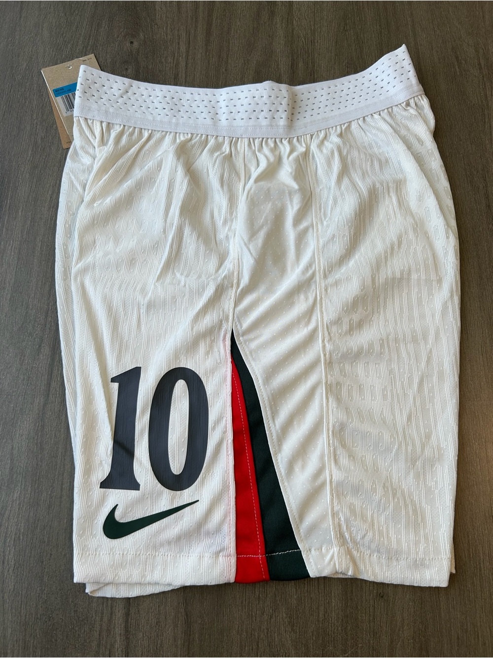 Nike White Chelsea Men's Soccer Shorts with Black 10 and Red/Green Accents - Picture 4 of 6